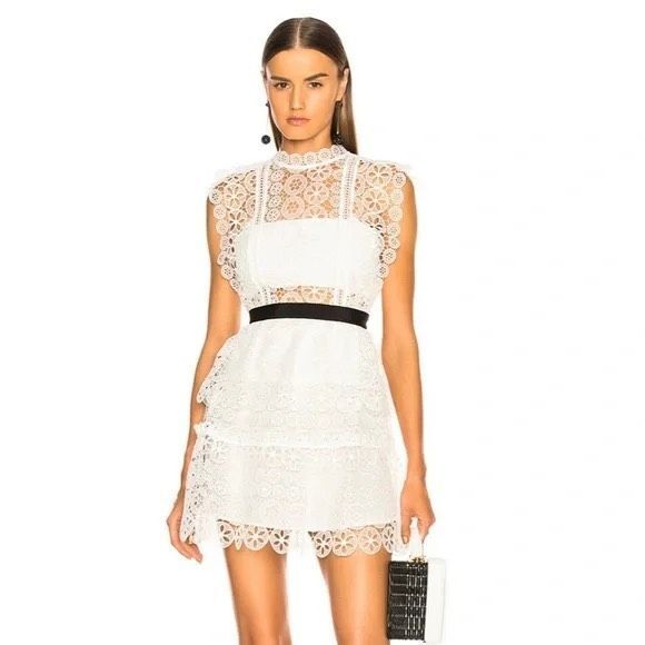 Self Portrait Tiered Lace Dress Size 2 - Picture 1 of 8